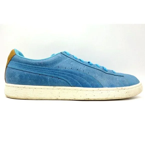 Puma Suede Aqua Blue Leather Casual Lace Up Sneakers Shoes Men's 11